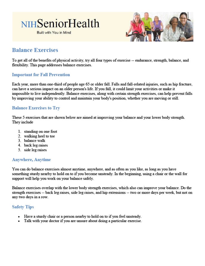 NIH Balance Exercises